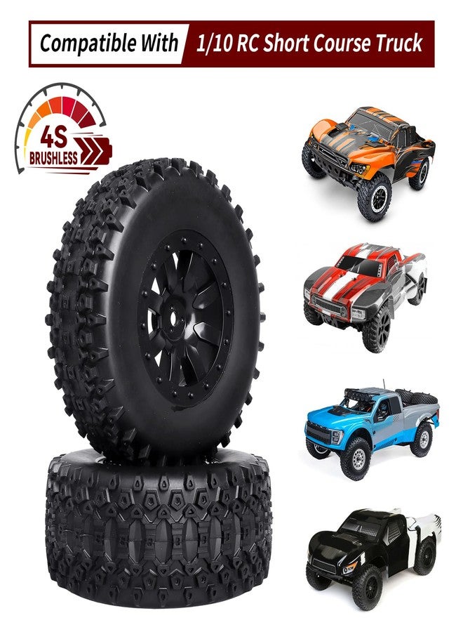 CrazyHobby مجموعة عجلات وإطارات CrazyHobby الجاهزة للصق لشاحنات التحكم عن بعد القصيرة بمقياس 1/10، مقاس 12 مم سداسي - متوافقة مع Traxxas Slash 4X4 BL-2S و Losi Tenacity و Redcat Blackout (مجموعة من 4 قطع) - Image 5
